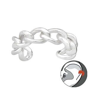 Sterling Silver Chain Link Ear Cuff Chunky Rope Style Hypoallergenic​